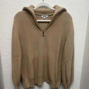 525 America Women's V-Neck Tan Sweater